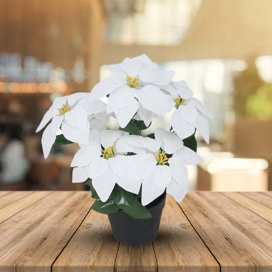 D'aromas White Poinsettia Plant Artificial Without Pot