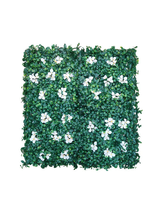 D'aromas Artificial Green Wall Grass With Pretty White Flowers.Size: 100cm X 100cm