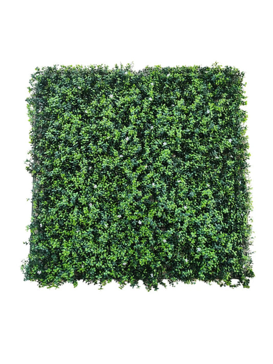 D'aromas Artificial Wall Green Grass With White Flowers.Size: 100cm X 100cm