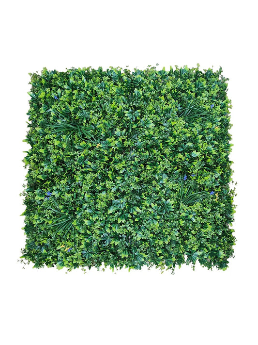 D'aromas Artificial Green wall Grass With Blue Flowers .Size: 100cm X 100cm