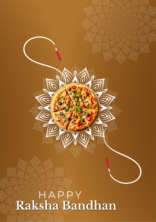 D'aromas Pizza Rakhi Sticker & Sun Board