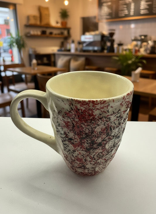 Artistic Red & Black Speckle Ceramic Mug