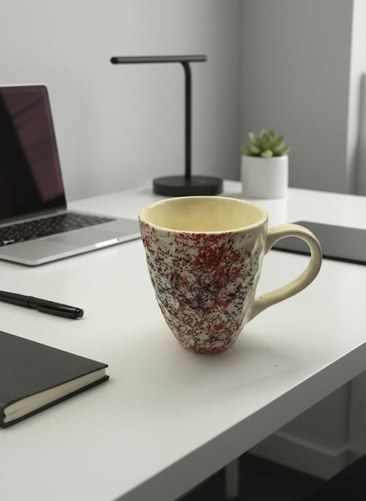 Artistic Red & Black Speckle Ceramic Mug