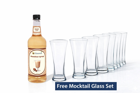 Hazelnut Syrup 875 ml – FREE Mocktail Glass Set of 6 (340 ml)