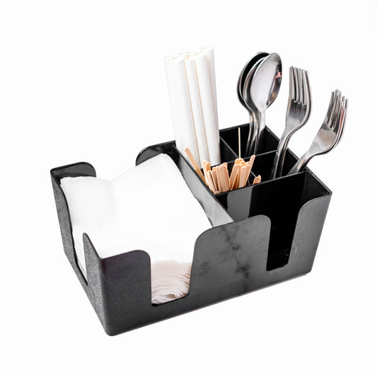 Tissue Box & Storage Holder for Napkins, Straws, and Condiments