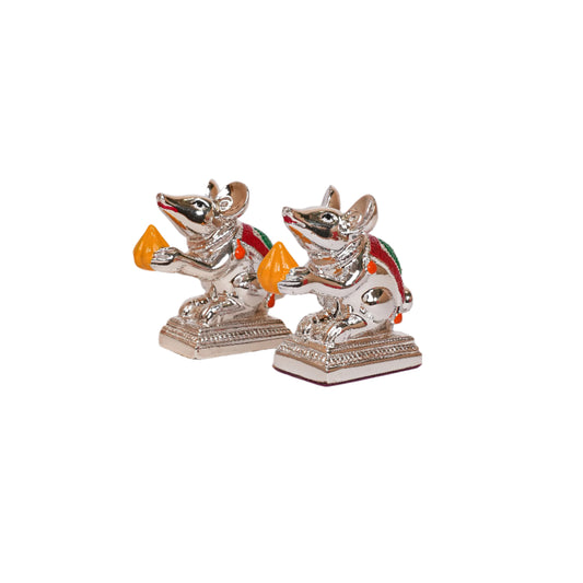 Silver Mushak Idol Pair with Modak