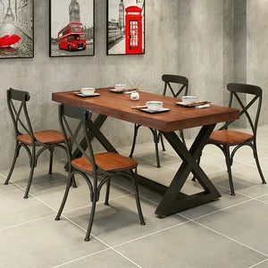 D'aromas Chinese-style restaurant dining table sets Metal frame & wooden antique furniture sets