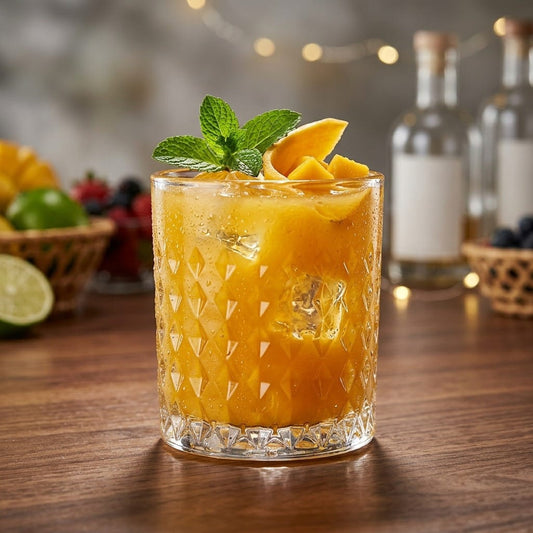 D'aromas Diamond Whiskey Glass Set of 6 (340ml) | Premium Cut Design Old Fashioned Tumbler | Crystal Clear Scotch, Bourbon & Cocktail Glass | Heavy Base Durable Drinkware