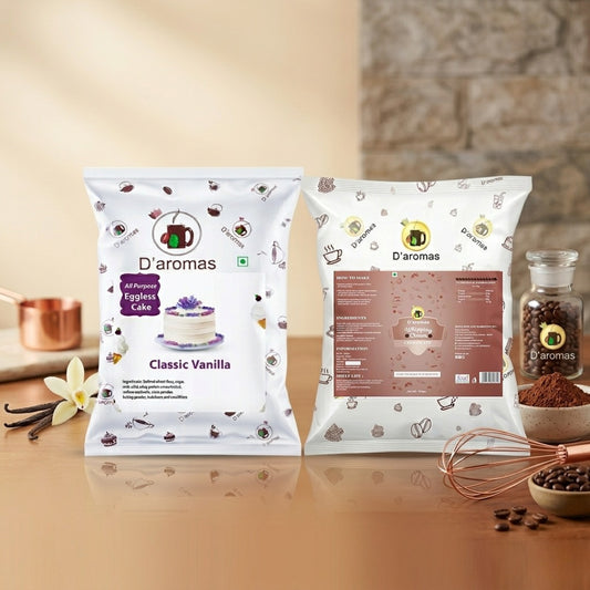 Baking Combo Pack – Vanilla Cake Premix & Chocolate Whipping Cream | 1kg Each | 2kg Value Pack for Bakery, Café & Home