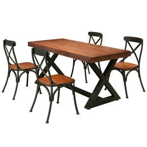 D'aromas Chinese-style restaurant dining table sets Metal frame & wooden antique furniture sets