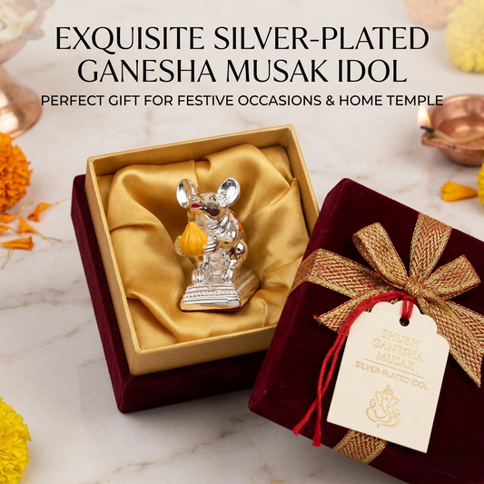 Silver Mushak Idol Pair with Modak