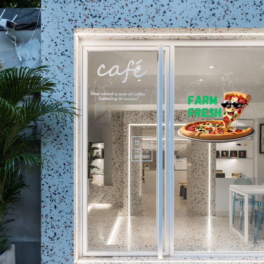 D'aromas Farm Fresh Pizza Sticker & Sun Board for Glass & Wall