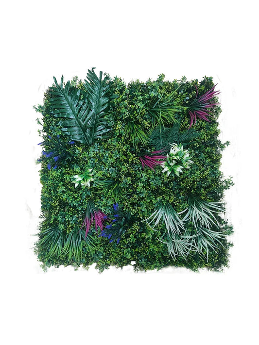 D'aromas Artificial Green Wall With Blooming Ferns.Size: 100cm X 100cm