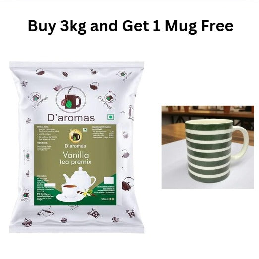 Vanilla Tea Premix Powder 3kg - Get 1 Free Green Stripe Mug