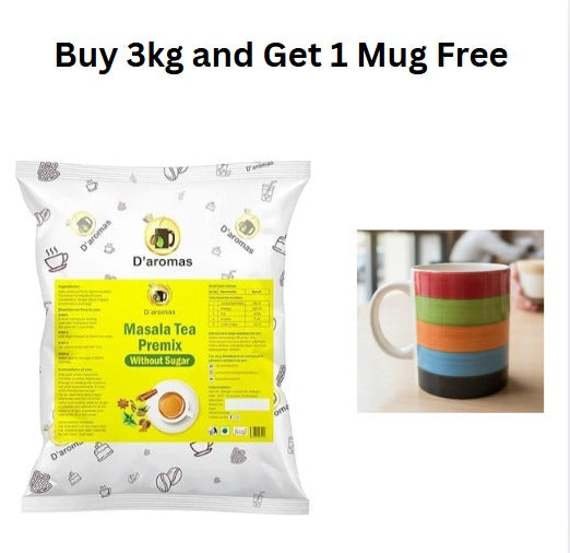 Sugar-Free Masala Tea Premix 3kg – Get 1 Free Color Stripe Mug