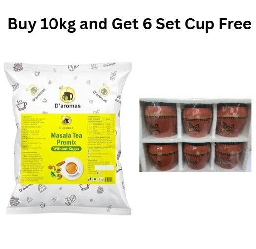 Sugar Free Premium Elaichi/Cardamom Tea Premix 10kg – Get Pack of 6 Free Desi Tradition Set