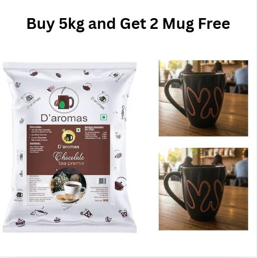 Chocolate Tea Premix Powder 5kg - Get 2 Free Wave Design Mug