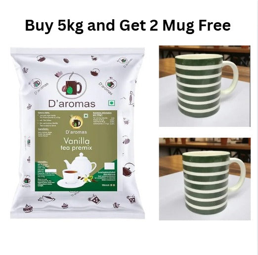 Vanilla Tea Premix Powder 5kg - Get 2 Free Green Stripe Mug