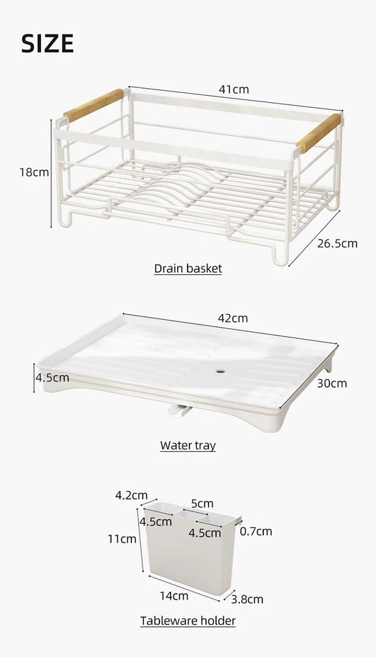 Premium Dish Rack Single Layer - White