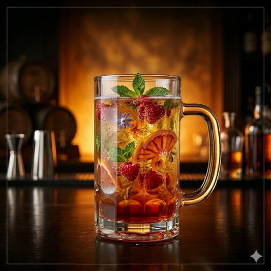 D'aromas Premium Clear Glass Beer Mug with Handle Set of 6 (380ml) | Heavy Base Thick Glass | Multipurpose Mug for Beer, Cold Coffee, Mojito & Juice | Durable Café Style Drinkware
