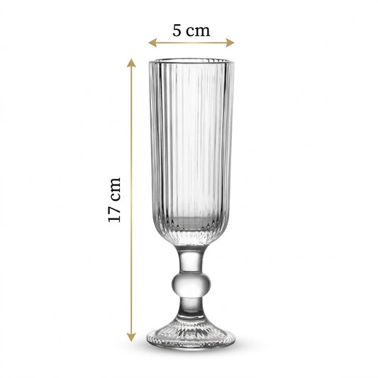 D’aromas Champagne Flute Glass Set of 6 (150ml) | Crystal Clear Elegant Long Stem Glasses for Champagne, Sparkling Wine & Cocktails | Ideal for Party, Wedding & Celebration