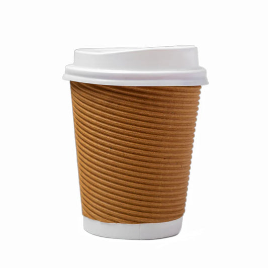 D'aromas Premium High Quality Paper Ripple Glass & Lid for Cafe & Restaurants