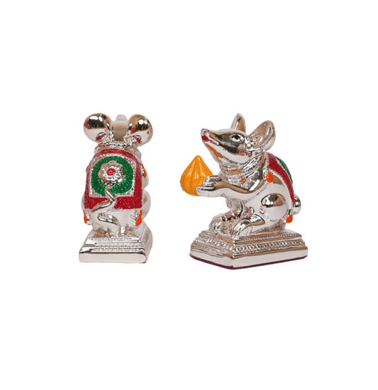 Silver Mushak Idol Pair with Modak