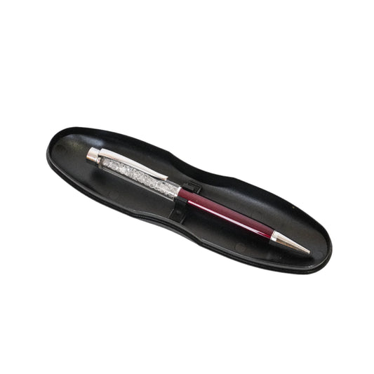 Maroon Crystal Pen in Black Case