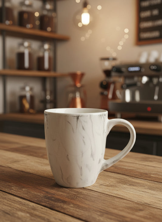 Elegant Frosted White Marble Ceramic Mug