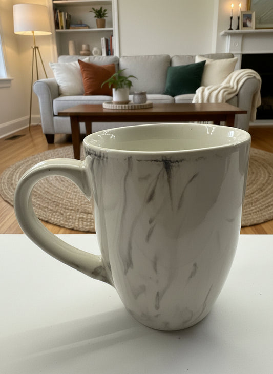 Elegant Frosted White Marble Ceramic Mug