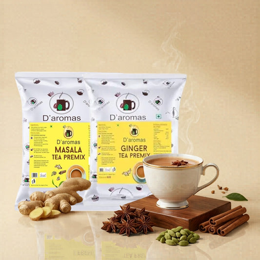 Tea Premix Combo Pack – 2 Flavors (Masala & Ginger) | 1kg Each | 2kg Value Pack for Café & Home