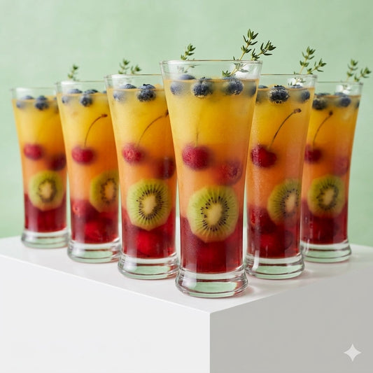 D’aromas Premium Mocktail Glasses Set of 6 (340ml) | Crystal Clear Heavy Base Drinking Glasses for Mocktails | Ideal for Home, Cafe, Bar & Restaurant Use