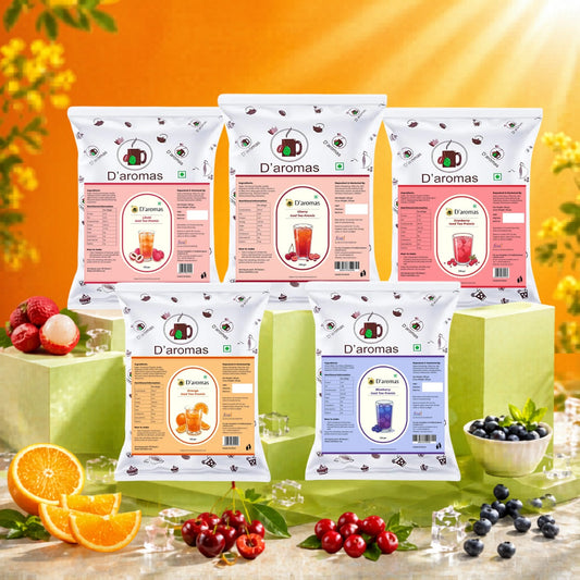 Ice Tea Combo Pack – 5 Flavors (Litchi, Cherry, Cranberry, Orange, Blueberry) | 10kg Value Pack