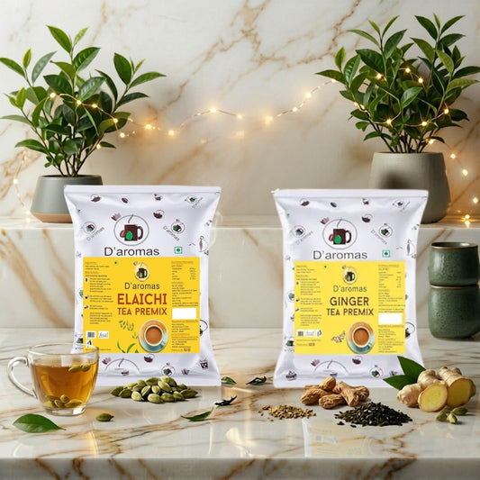 Tea Premix Combo Pack – 2 Flavors (Elaichi & Ginger) | 1kg Each | 2kg Value Pack for Café & Home