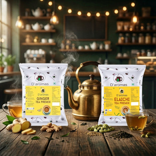 Tea Premix Combo Pack – 2 Flavors (Elaichi & Ginger) | 1kg Each | 2kg Value Pack for Café & Home