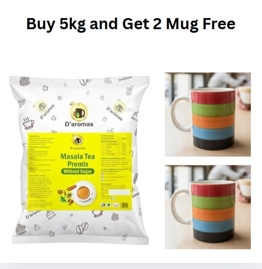Sugar-Free Masala Tea Premix 5kg – Get 2 Free Color Stripe Mug