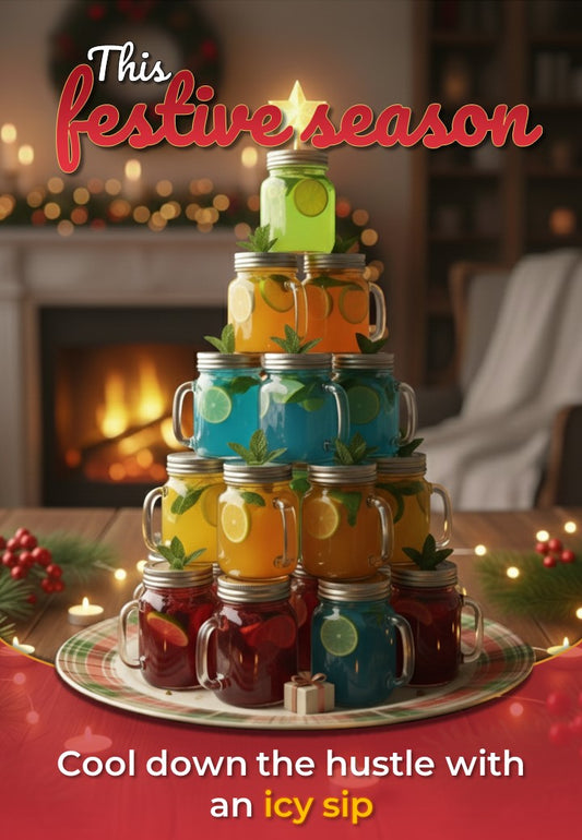 Festive Icy Sips Sticker and SunBoard for Glasswall