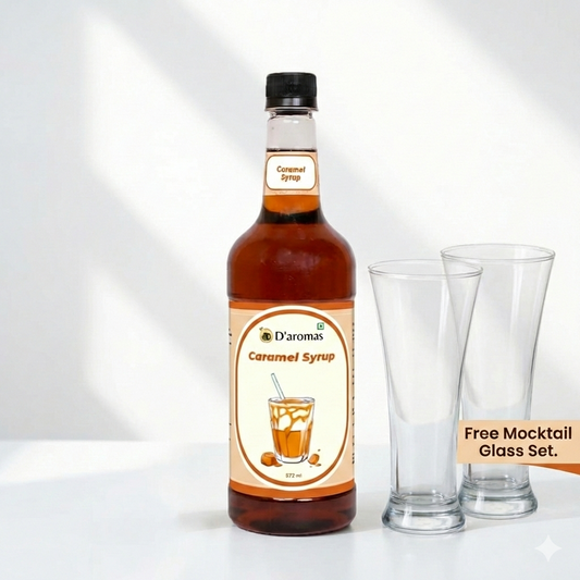 Caramel Syrup 875 ml – FREE Mocktail Glass Set of 6 (340 ml)