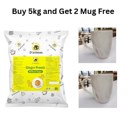 Sugar Free Ginger Tea Premix 5kg – Get 2 Free Rose Marble Mug