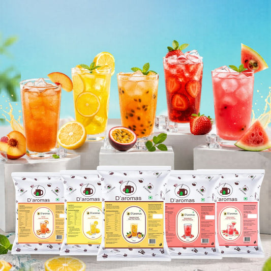Ice Tea Combo Pack – 5 Flavors (Peach, Lemon, Passion, Strawberry, Watermelon) | 10kg Value Pack