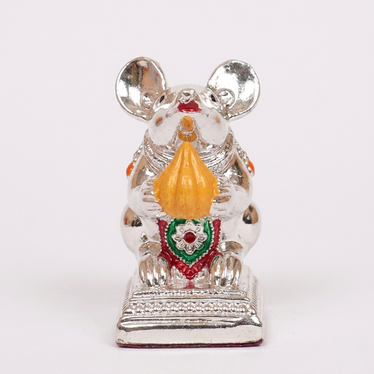 Silver Mushak Idol Pair with Modak