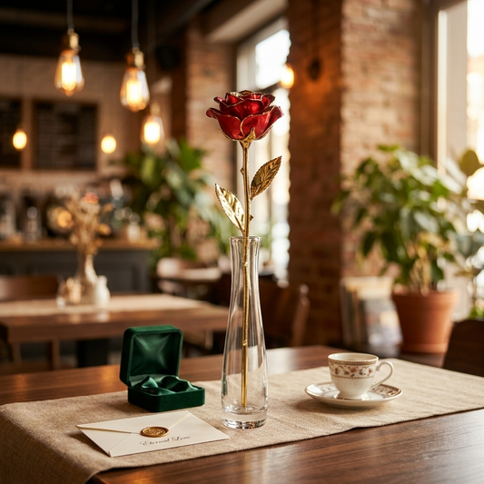Gold Plated Red Rose