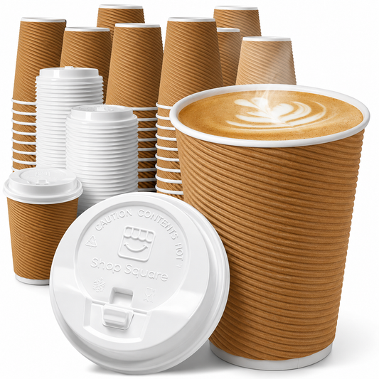 Premium High Quality Paper Ripple Glass & Lid