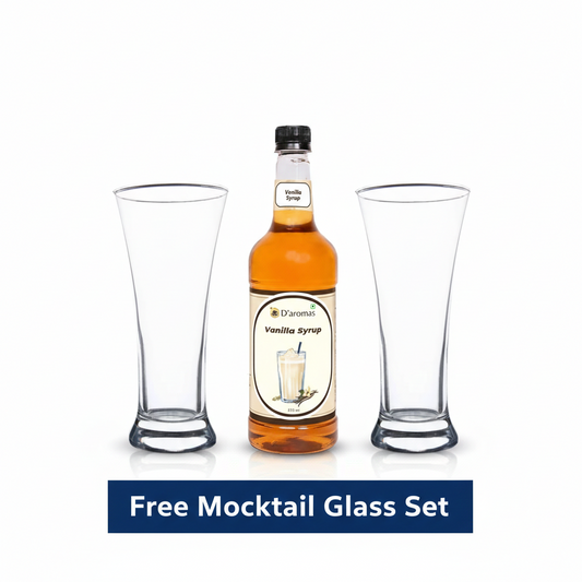 Vanilla Syrup 875 ml – FREE Mocktail Glass Set of 6 (340 ml)